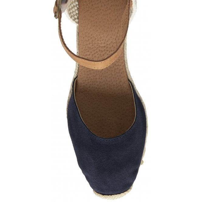  Navy Suede Antonella Espadrille Wedge Shoes | Lotus