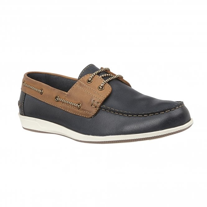  Navy & Tan Leather Weymouth Deck Shoes | Lotus