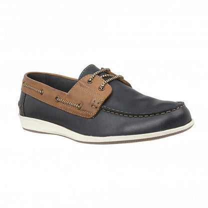  Navy & Tan Leather Weymouth Deck Shoes | Lotus