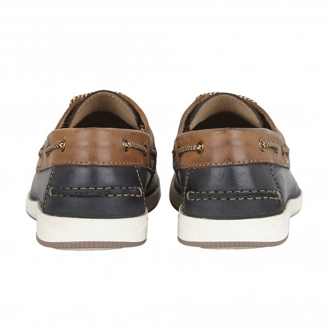  Navy & Tan Leather Weymouth Deck Shoes | Lotus