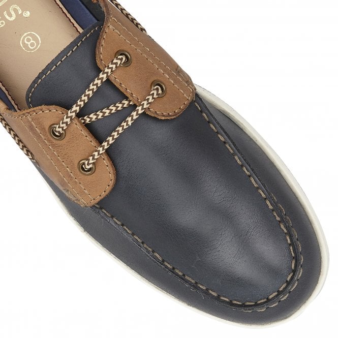  Navy & Tan Leather Weymouth Deck Shoes | Lotus