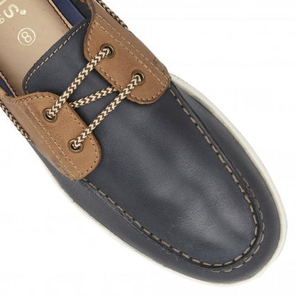  Navy & Tan Leather Weymouth Deck Shoes | Lotus