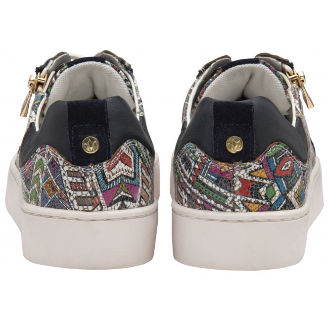 Navy & Tribal-Print Leather Serene Casual Trainers | Stressless By Lotus