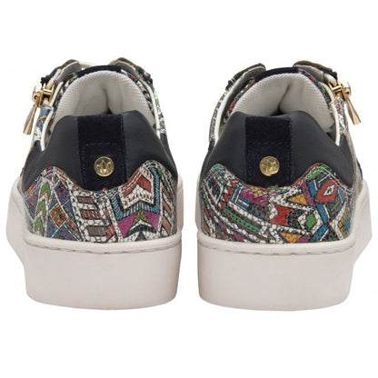  Navy & Tribal-Print Leather Serene Casual Trainers | Stressless By Lotus