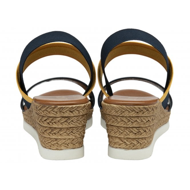  Navy & Yellow Rosatta Wedge Sandals | Lotus