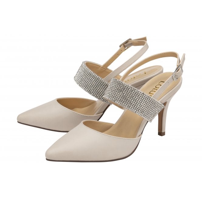  Nude & Diamante Violette Slingback Court Shoes | Lotus 