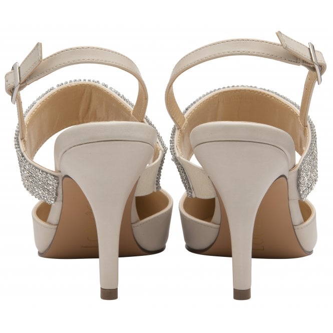  Nude & Diamante Violette Slingback Court Shoes | Lotus 