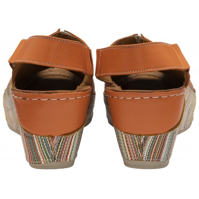  Orange Leather Deniz Wedge Shoes | Lotus