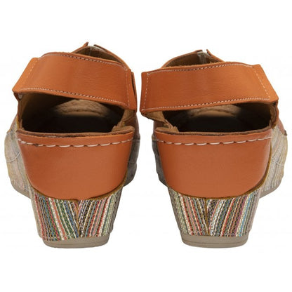  Orange Leather Deniz Wedge Shoes | Lotus