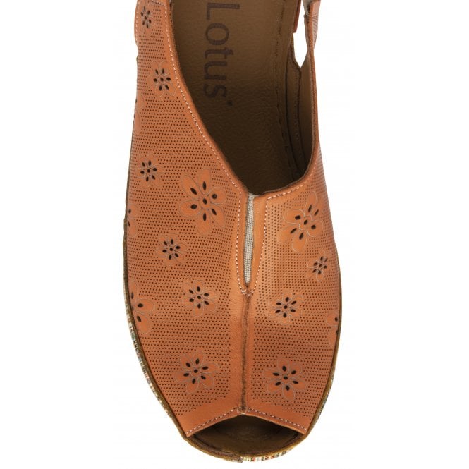  Orange Leather Deniz Wedge Shoes | Lotus
