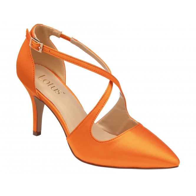  Orange Satin Willow Court Shoes | Lotus