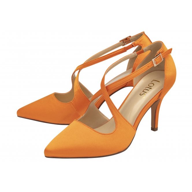 Orange Satin Willow Court Shoes | Lotus