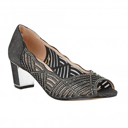  Pewter & Diamante Immy Open-Toe Shoes | Lotus