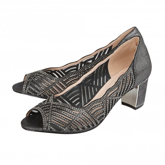  Pewter & Diamante Immy Open-Toe Shoes | Lotus