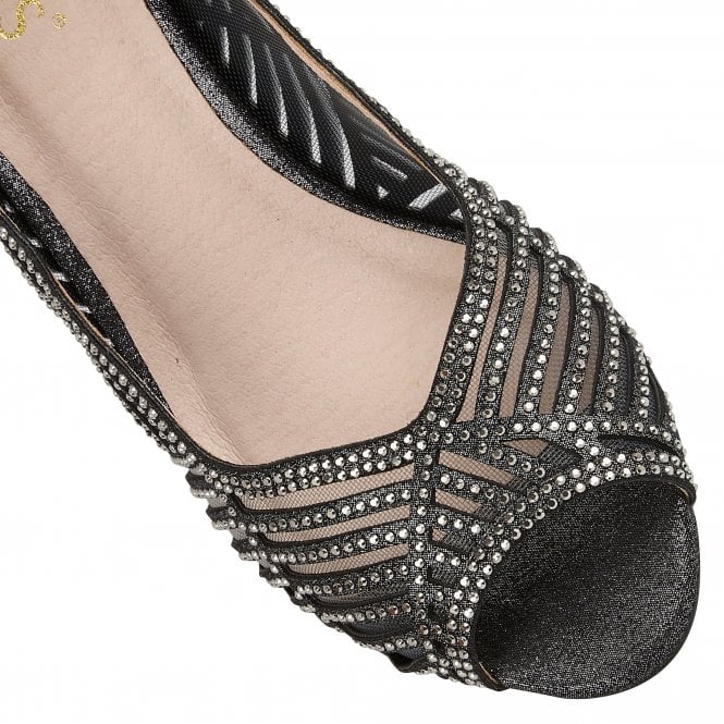 Pewter & Diamante Immy Open-Toe Shoes | Lotus
