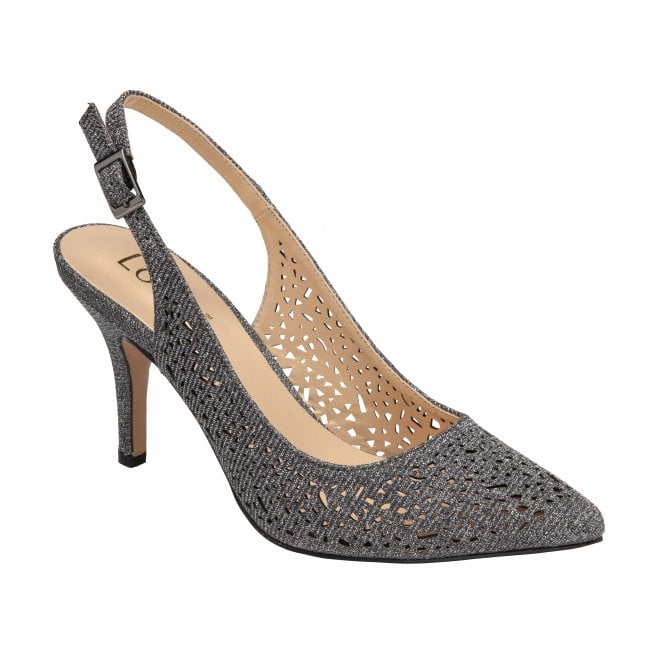  Pewter Textile Lyla Slingback Court Shoes | Lotus