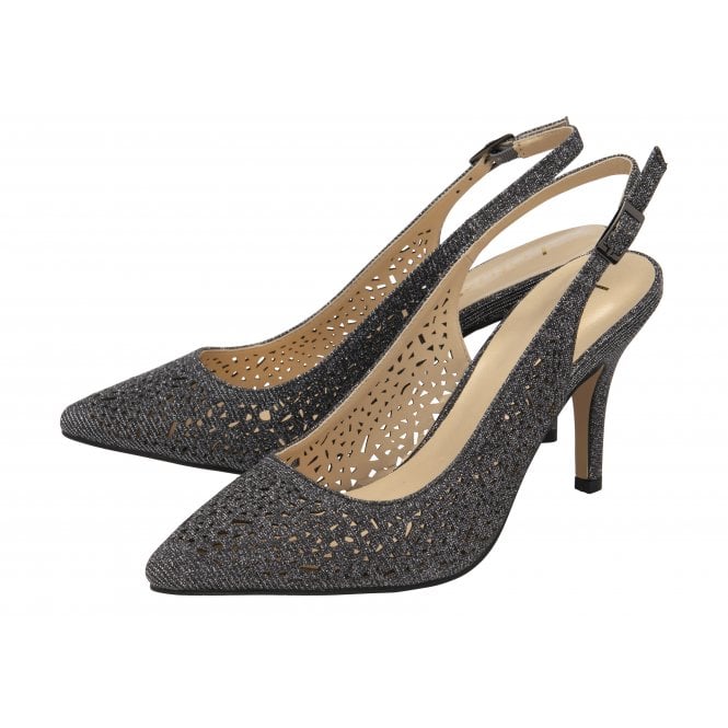  Pewter Textile Lyla Slingback Court Shoes | Lotus