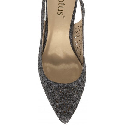  Pewter Textile Lyla Slingback Court Shoes | Lotus