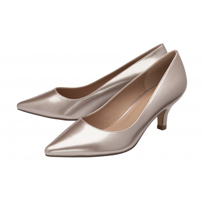  Pink Pearl Patent Rachel Kitten Heel Court Shoes | Lotus