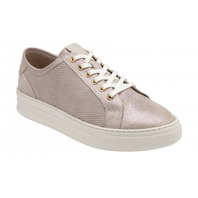 Pink Shimmer Leather Sylvia Lace-Up Trainers | Stressless By Lotus