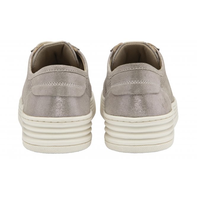  Pink Shimmer Leather Sylvia Lace-Up Trainers | Stressless By Lotus
