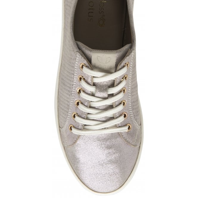  Pink Shimmer Leather Sylvia Lace-Up Trainers | Stressless By Lotus