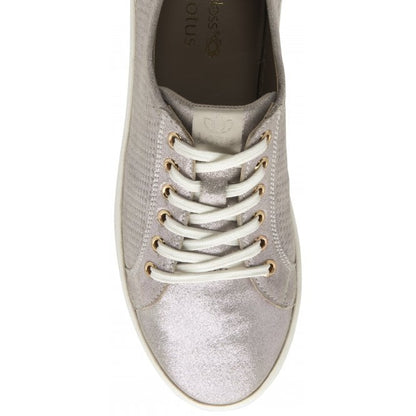  Pink Shimmer Leather Sylvia Lace-Up Trainers | Stressless By Lotus
