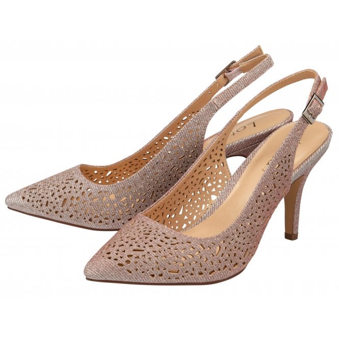  Pink Textile Lyla Slingback Court Shoes | Lotus
