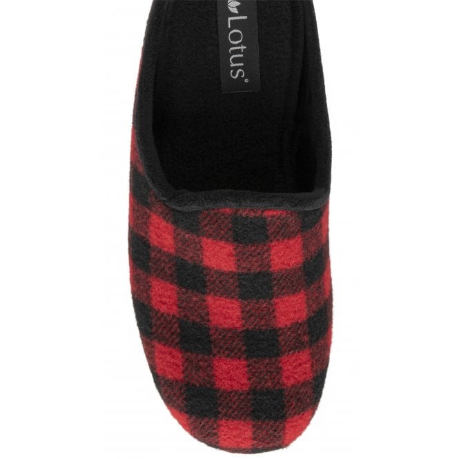  Red Check Textile Fletcher Mule Slippers | Lotus