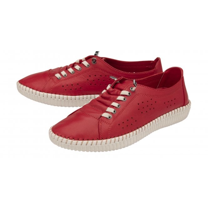  Red Leather Kamari Casual Shoes | Lotus