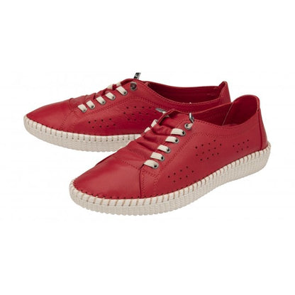  Red Leather Kamari Casual Shoes | Lotus