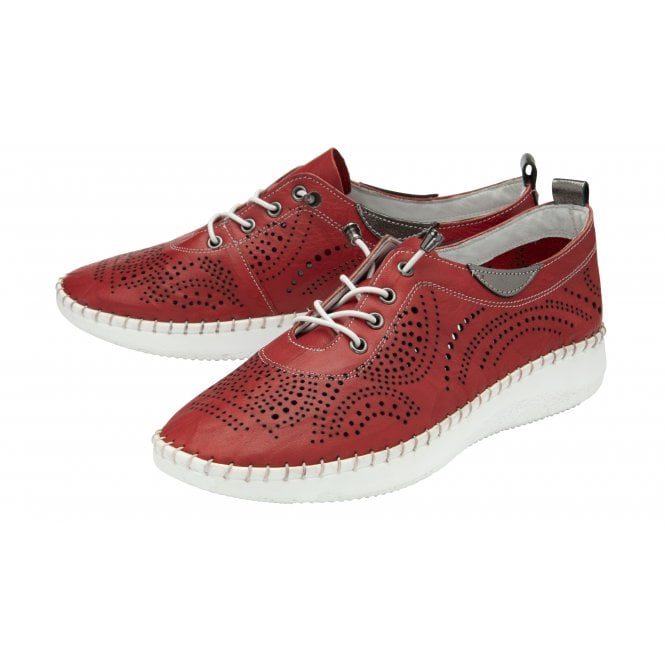  Red Leather Katya Casual Shoes | Lotus