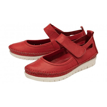 Red Leather Keryn Flat Shoes | Lotus