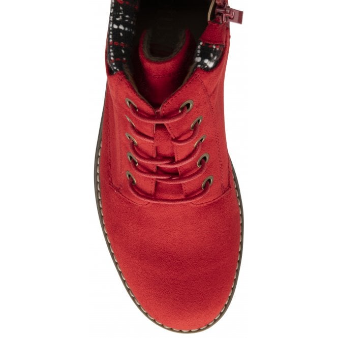  Red Textile Cedar Ankle Boots | Lotus