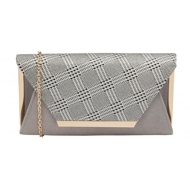  Silver Check-Print Martha Clutch Bag | Lotus