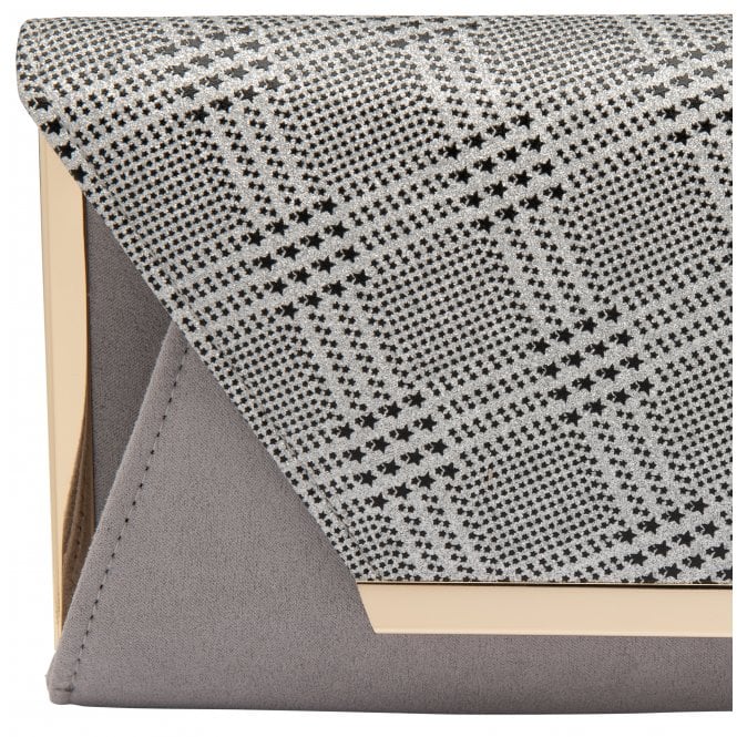  Silver Check-Print Martha Clutch Bag | Lotus