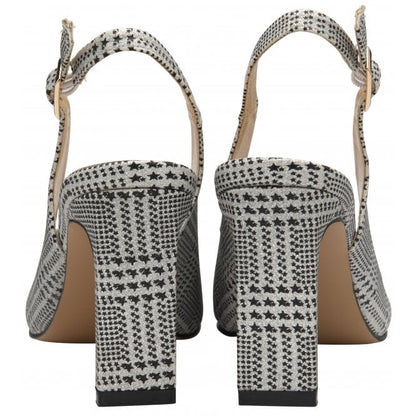  Silver Check Print Oti Slingback Court Shoes | Lotus 