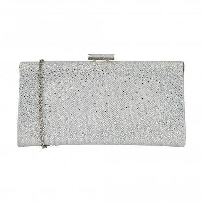  Silver & Diamante Chandra Clutch Bag | Lotus