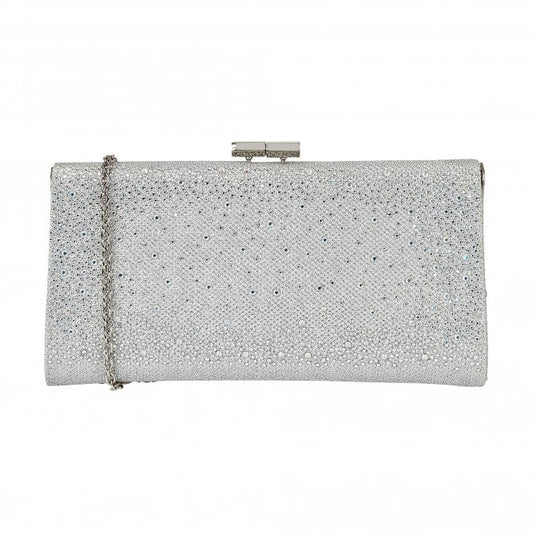  Silver & Diamante Chandra Clutch Bag | Lotus