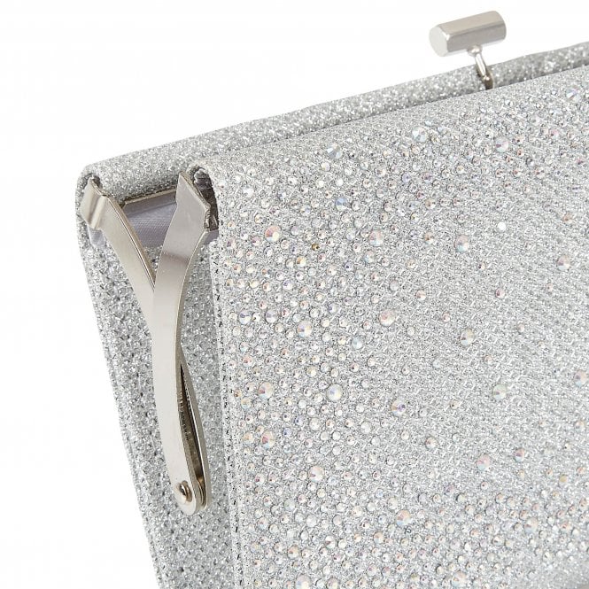  Silver & Diamante Chandra Clutch Bag | Lotus