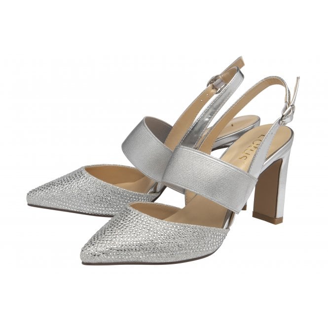  Silver & Diamante Joie Slingback Court Shoes | Lotus 