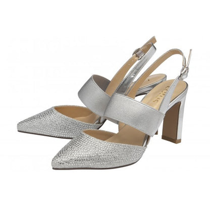  Silver & Diamante Joie Slingback Court Shoes | Lotus 