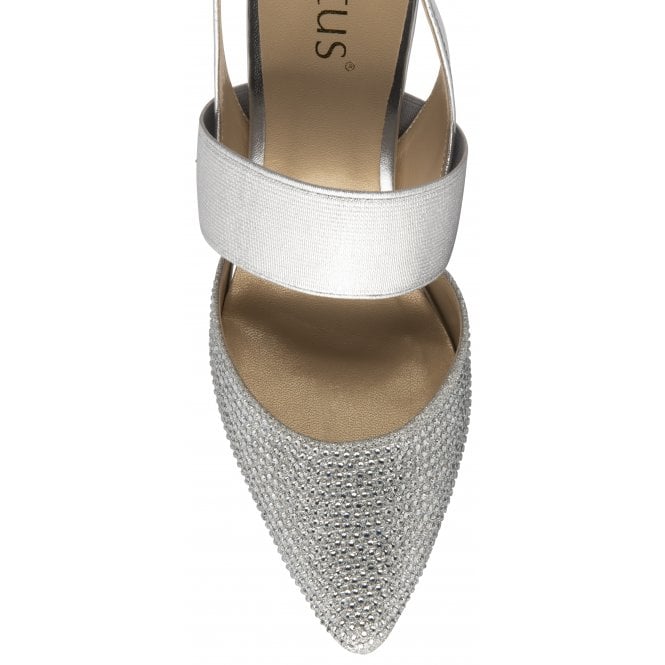  Silver & Diamante Joie Slingback Court Shoes | Lotus 