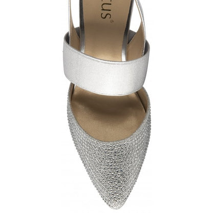  Silver & Diamante Joie Slingback Court Shoes | Lotus 