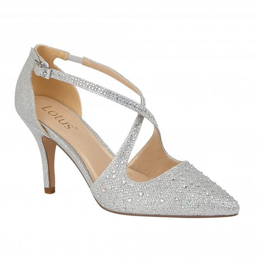  Silver & Diamante Panache Court Shoes | Lotus