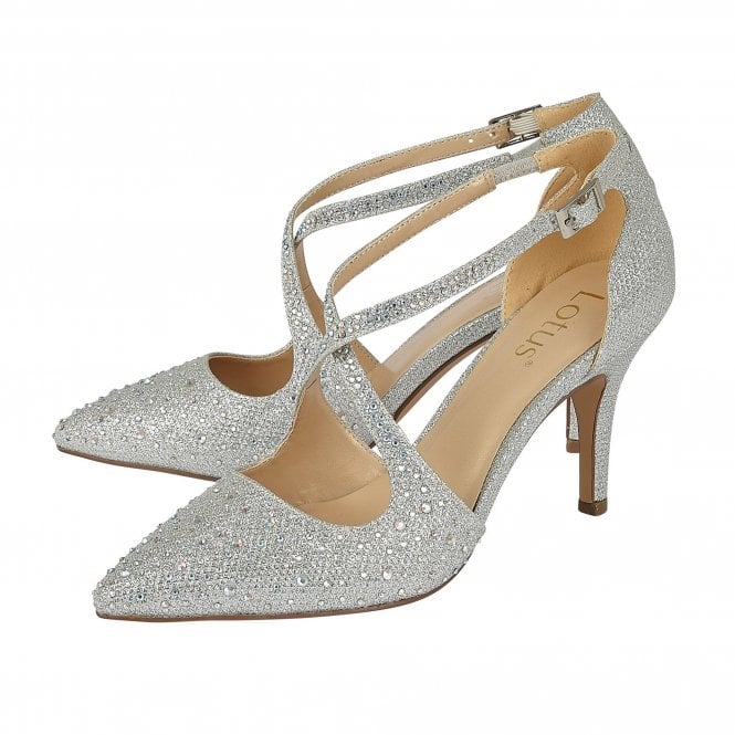  Silver & Diamante Panache Court Shoes | Lotus