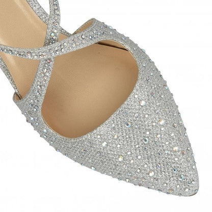  Silver & Diamante Panache Court Shoes | Lotus