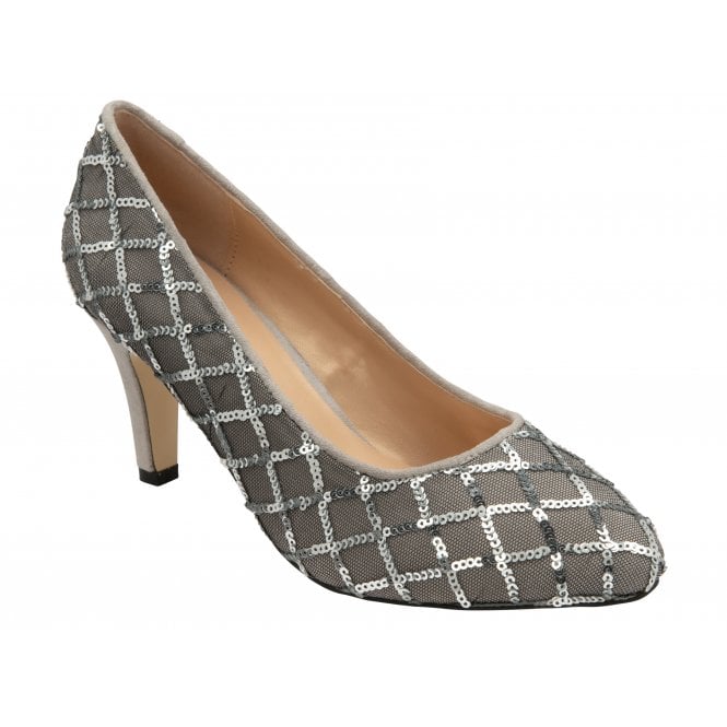  Silver Lucia Patterned Court Shoes | Lotus