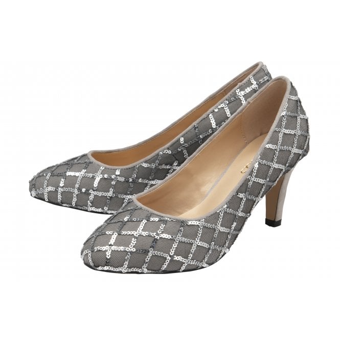  Silver Lucia Patterned Court Shoes | Lotus
