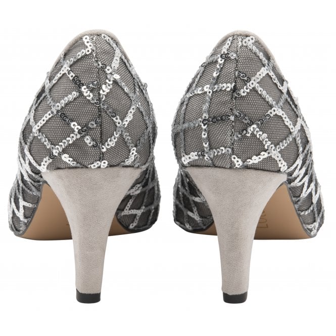  Silver Lucia Patterned Court Shoes | Lotus